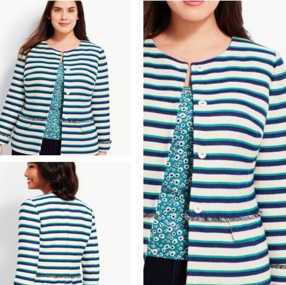 Talbots Jackets & Blazers - Talbots Stripe Fringe Jacket, Size 10
